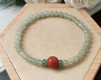 SOLD OUT Icy Tri Colour Type A Grade A Natural Jadeite Jade Fei Cui Beaded Bracelet