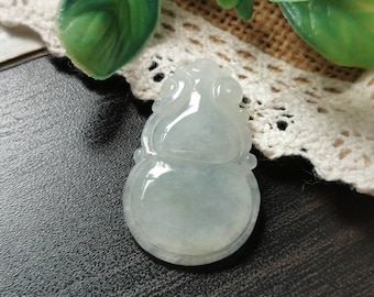 Colgante de calabaza Fei Cui de jadeíta natural de grado A, tipo A, color blanco helado