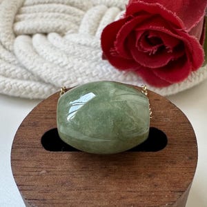 Sage Green Type A Grade A Natural Jadeite Jade Fei Cui Barrel Pendant