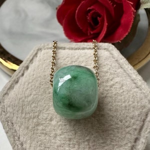 Apple Green Vein Type A Grade A Natural Jadeite Jade Fei Cui Barrel Pendant