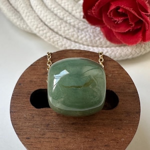 Bluish Green With Brown Type A Grade A Natural Jadeite Jade Fei Cui Barrel Pendant