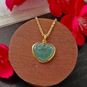 Icy Bluish Green Type A Grade A Natural Jadeite Jade Fei Cui Small Ruyi Pendant In 18K Gold Setting