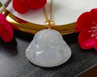 氷翡翠仏 | 白翡翠ペンダント | 翡翠仏ペンダント | 天然グレード A 