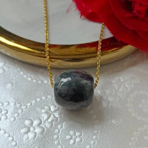 Black Grey Type A Grade A Natural Jadeite Jade Fei Cui Barrel Pendant