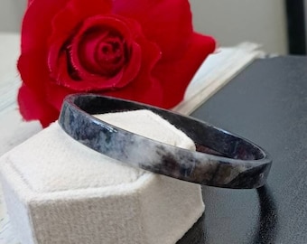 51,4 MM svart och grå typ A grad A naturlig jadeitjade Fei Cui smal armring