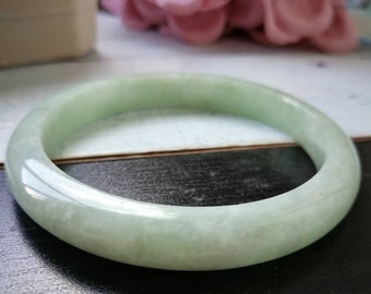 54.7 mm 翡翠バングル グリーングレー トリカラー グレードA 翡翠