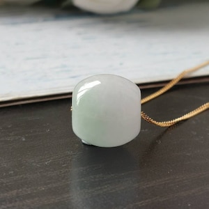 Icy Ombre White Green Type A Grade A Natural Jadeite Jade Fei Cui Barrel Pendant