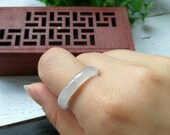 US Size (18.6mm Inner Diameter) Type A Grade A Natural Jadeite Jade Fei Cui Abacus Band Ring