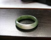 SALES US Size 9.6 (19.5mm Inner Diameter)Dual Colour Type A Grade A Natural Jadeite Jade Fei Cui Abacus Band Ring