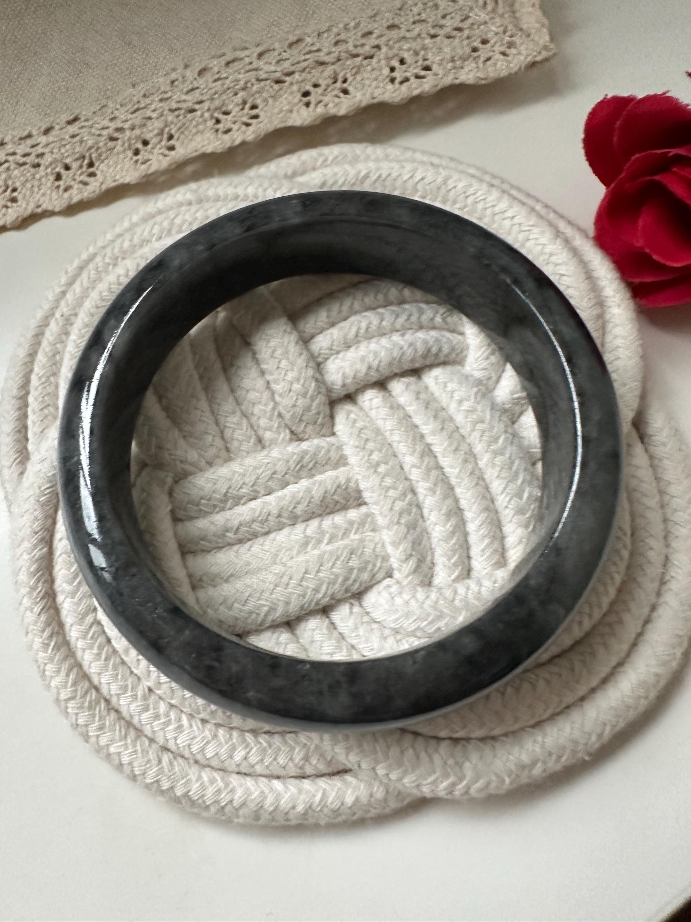 58.8 MM ブラック タイプA グレードA 天然翡翠 フェイ・クイ モダン