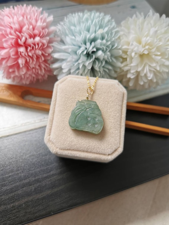 100% Natural Chinese Icy Full Green Jade Leaf Pendant 005