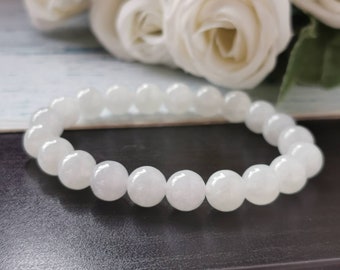 SOLD OUT 9.2MM Icy White Type A Grade A Natural Jadeite Jade Fei Cui Beaded Bracelet