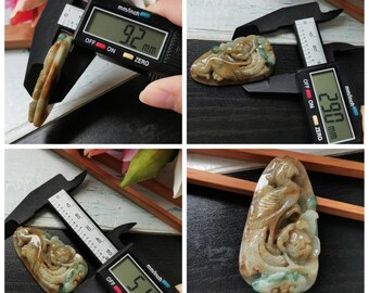 ユニークな三色タイプ A グレード A 天然翡翠 飛翠 鳳凰如意花彫刻