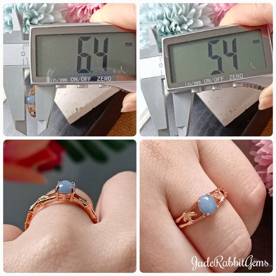 Bague En Jade Lavender Glacé Et Argent Sterling Vermeil - Cabochon Non Traité, Qualité A, Neuf Sans Emballage