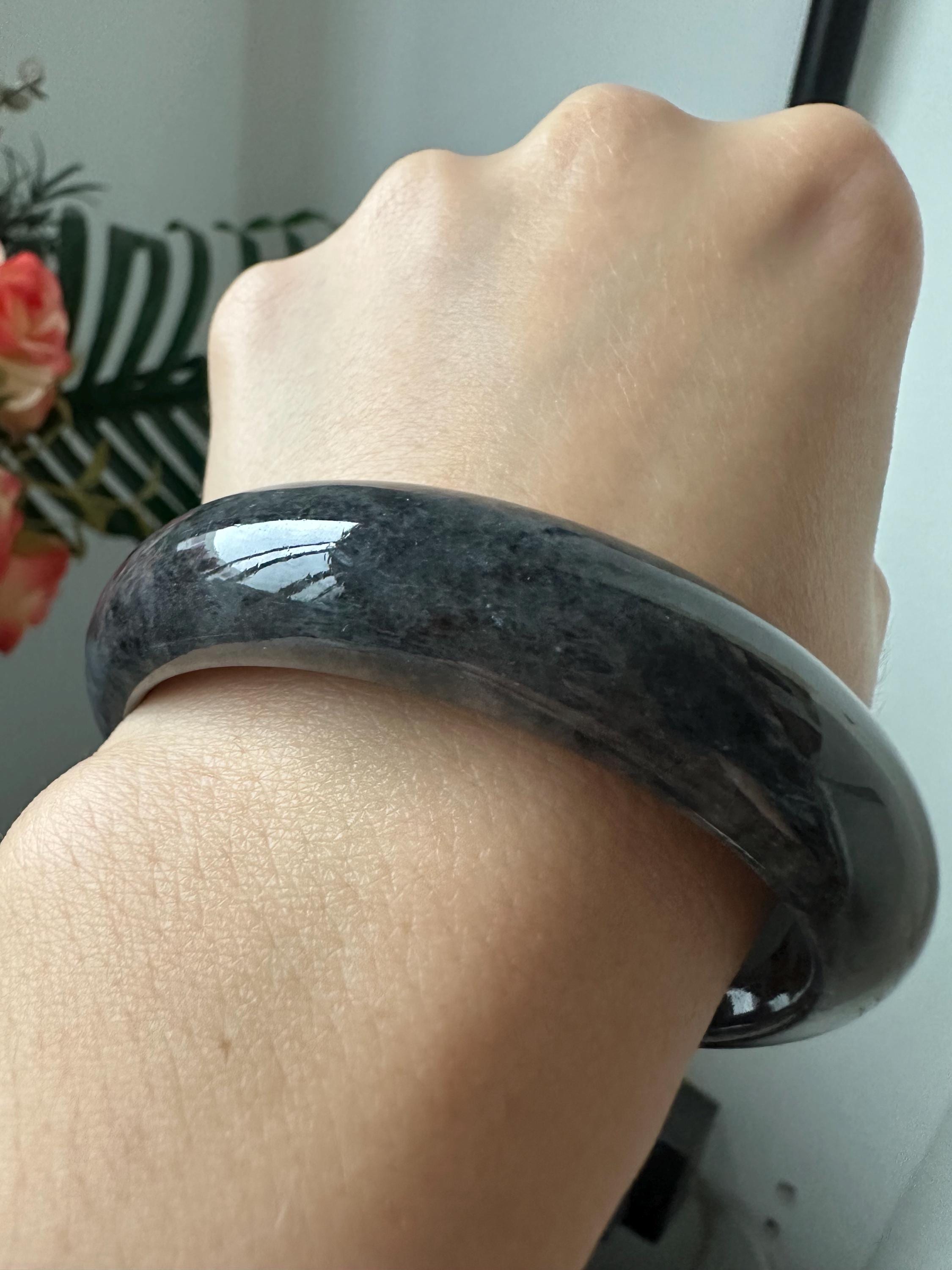 58.8 MM ブラック タイプA グレードA 天然翡翠 フェイ・クイ モダン