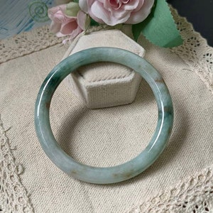55.4MM Tri Colour Type A Grade A Natural Jadeite Jade Fei Cui Princess Round Bangle