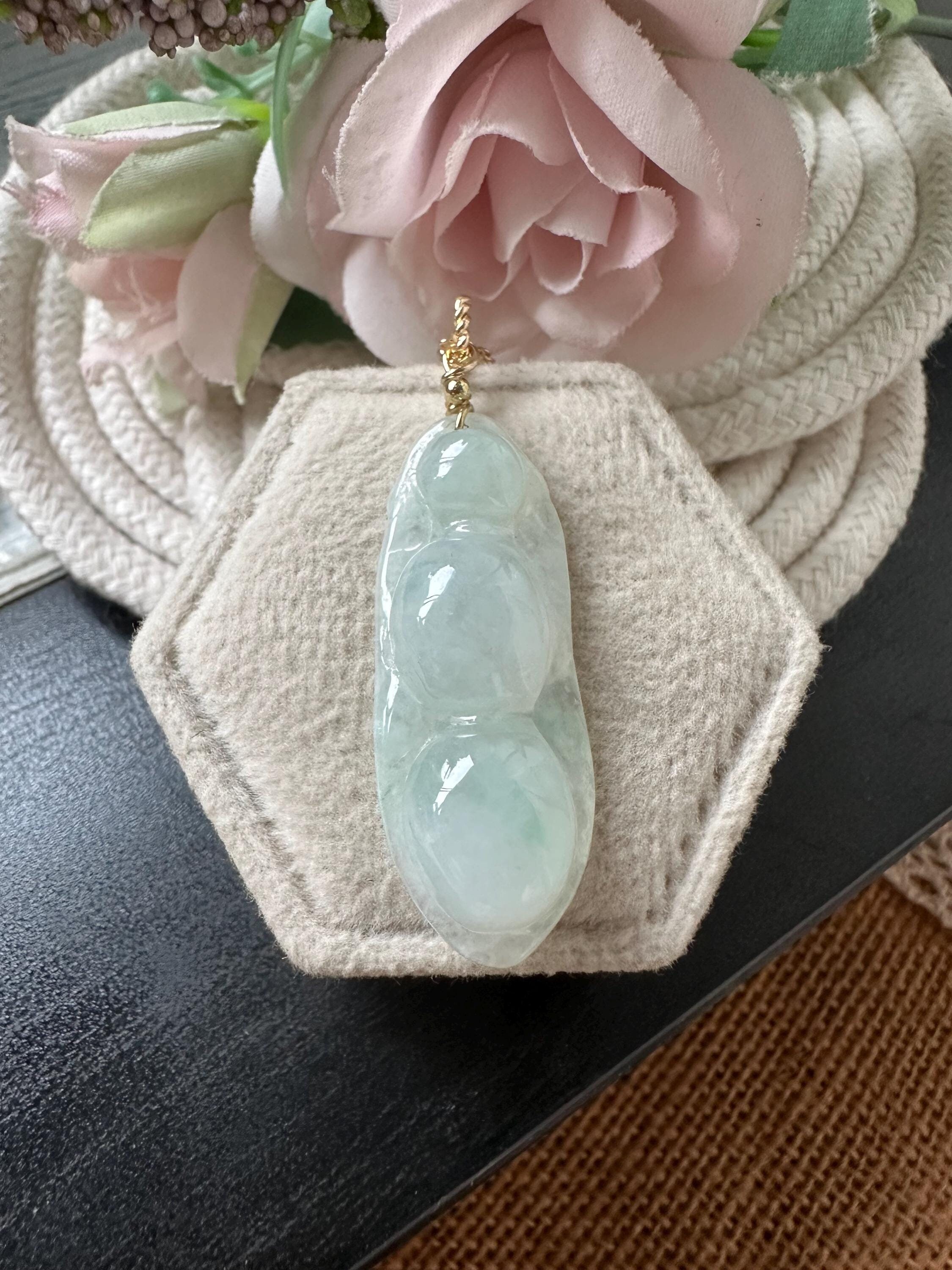 Icy Translucent Moss on Snow Type A Grade A Natural Jadeite Jade
