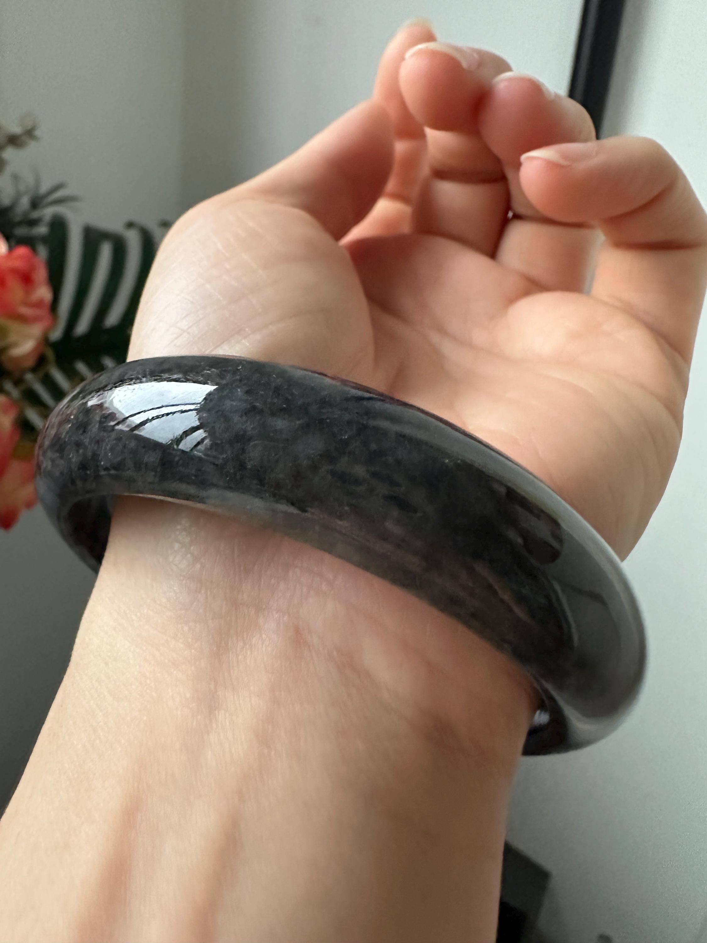 58.8 MM ブラック タイプA グレードA 天然翡翠 フェイ・クイ モダン