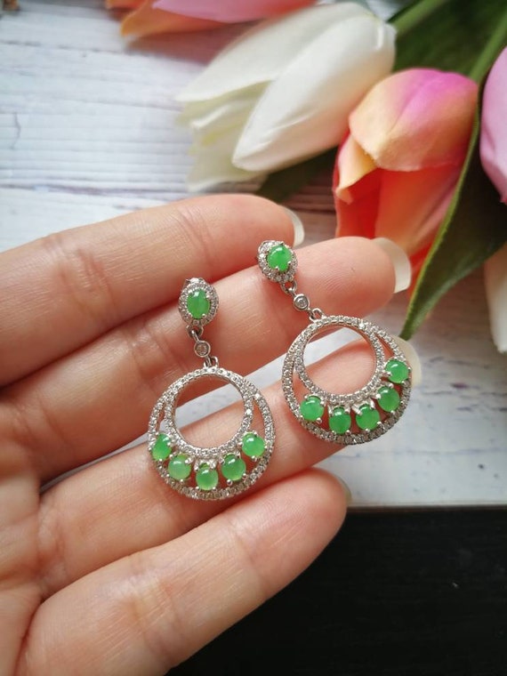 9ct Gold 10mm Jade Drop Earrings | Buy Online | Free Insured UK Delivery