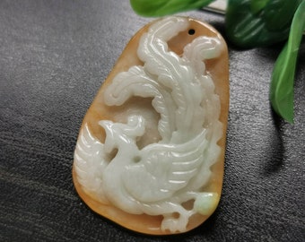 ユニークな三色タイプ A グレード A 天然翡翠 飛翠鳳凰ペンダント 