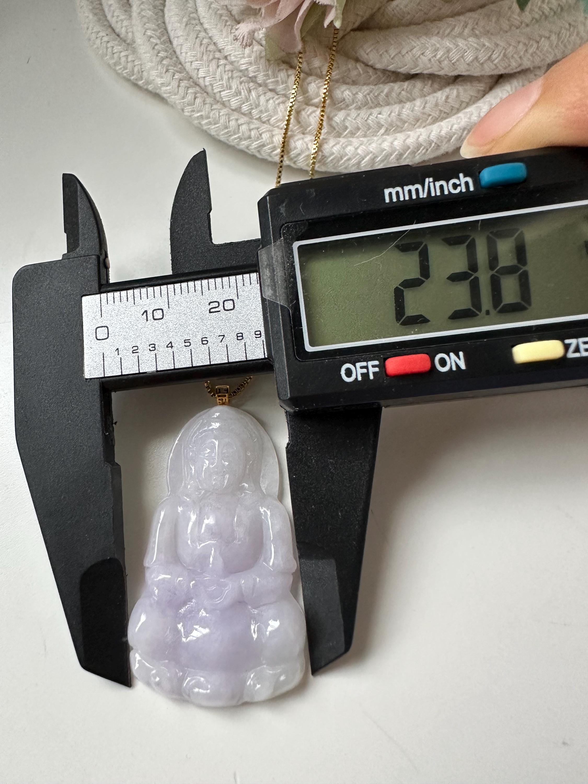 ラベンダータイプAグレードA天然翡翠ジェイドフェイクイ18Kゴールド 