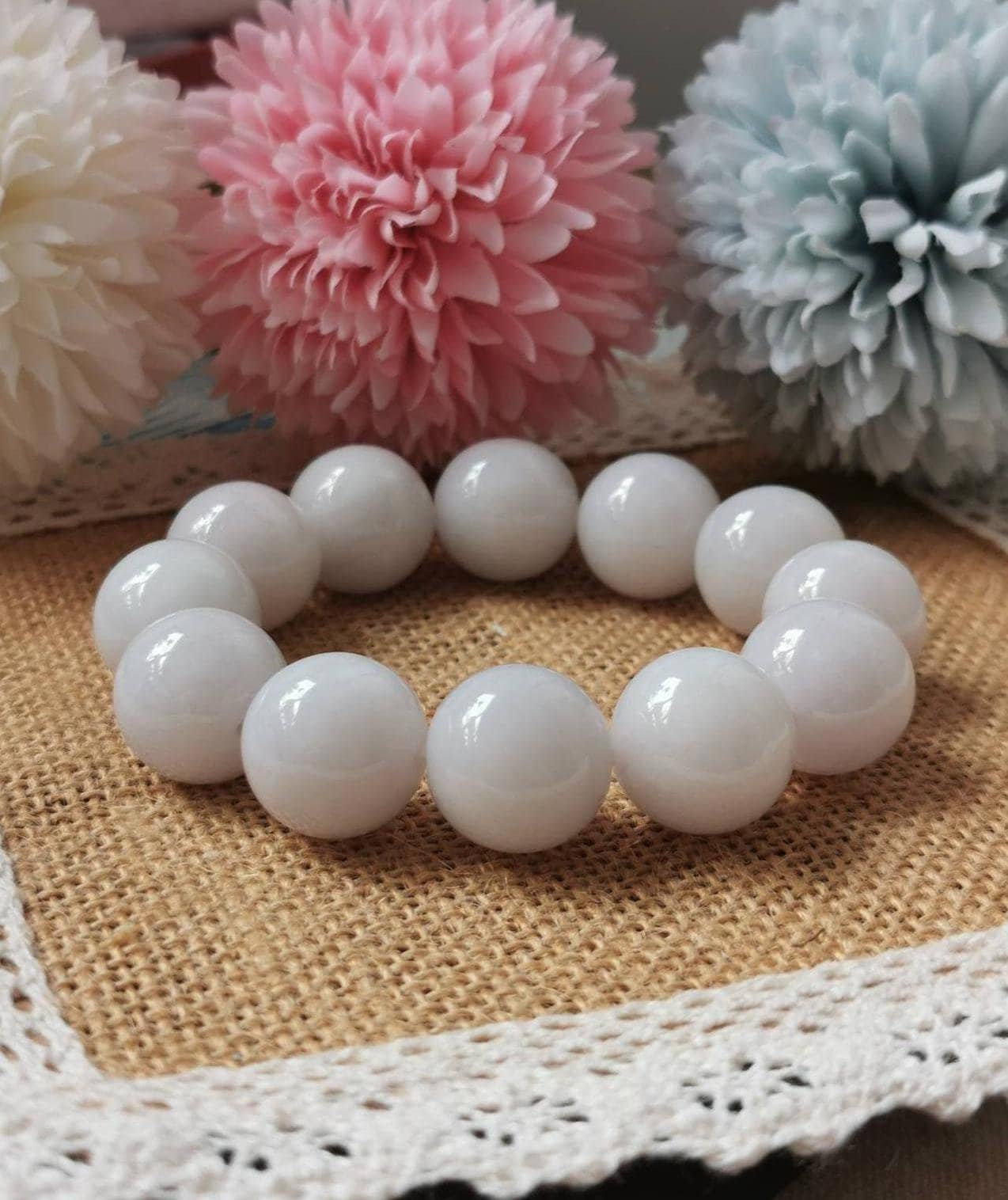 17.3MM White Type A Grade A Natural Jadeite Jade Fei Cui Big