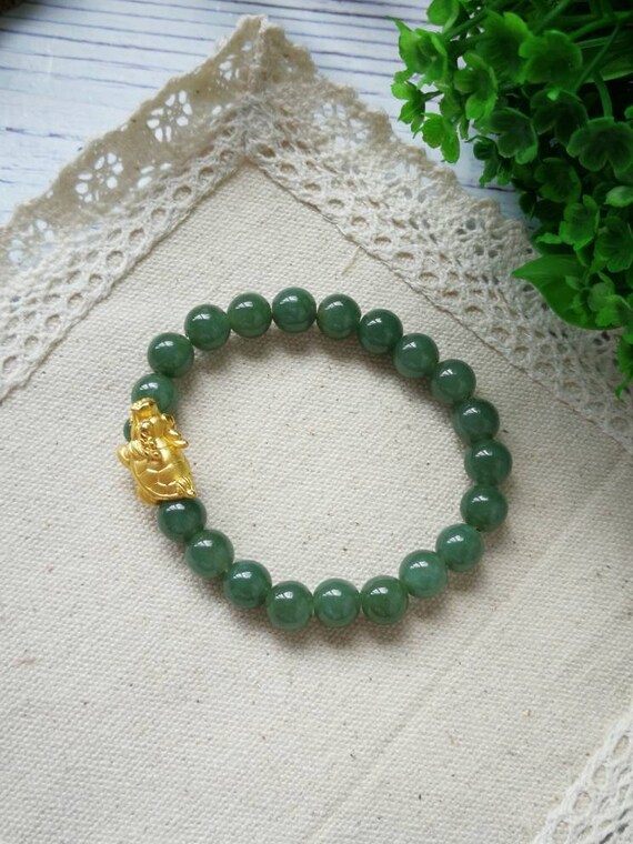 Buy 24K Yellow Gold Dragon Turtle 8.5MM Icy Olive Green Type A