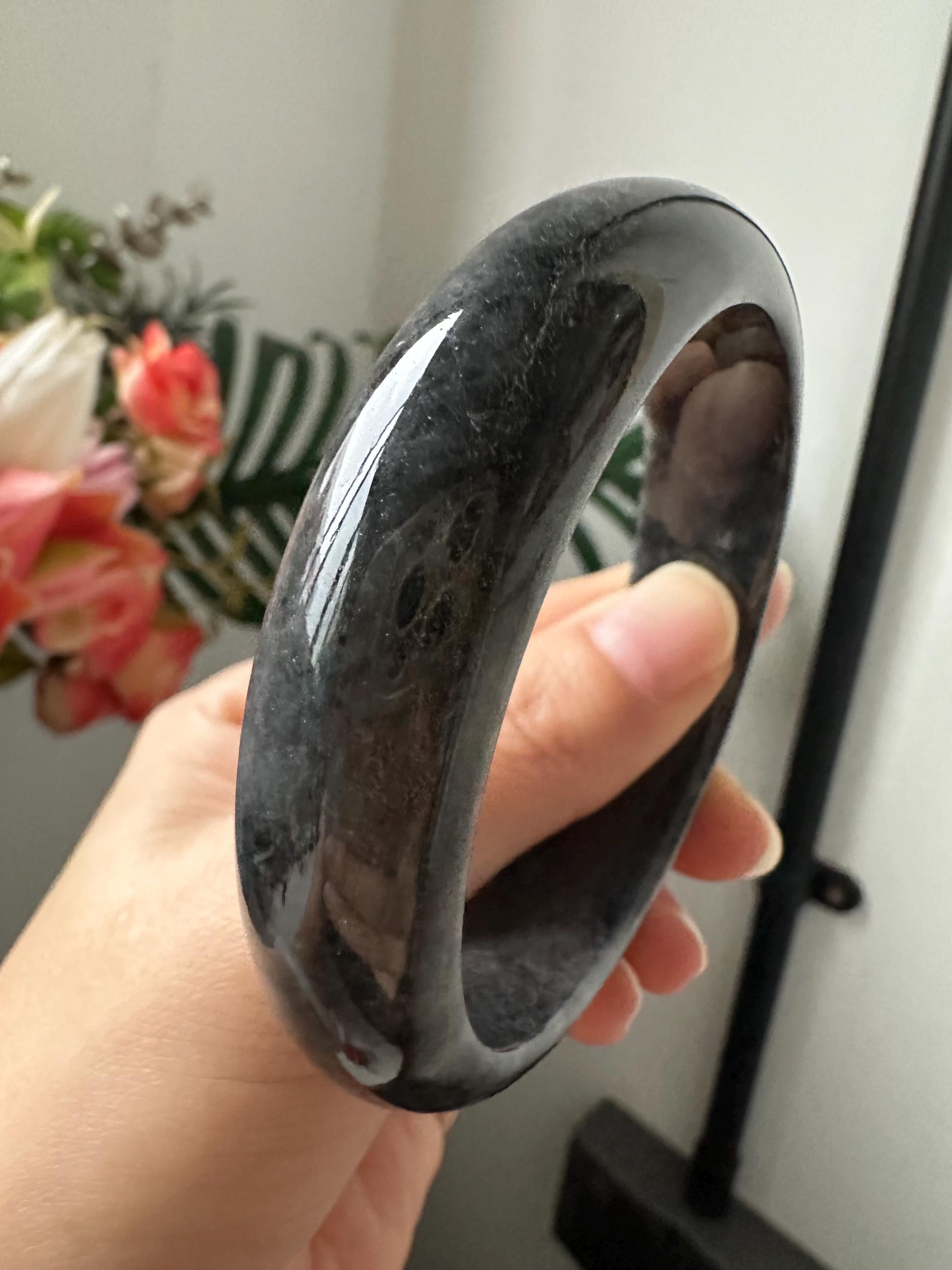 58.8 MM ブラック タイプA グレードA 天然翡翠 フェイ・クイ モダン