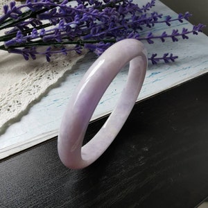 55.8MM Lavender Type A Grade A Natural Jadeite Jade Fei Cui Modern Round Bangle