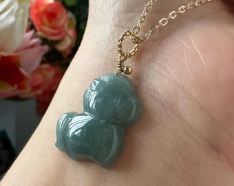 ブルータイプAグレードA天然ジェダイト翡翠フェイクイキュートポニー