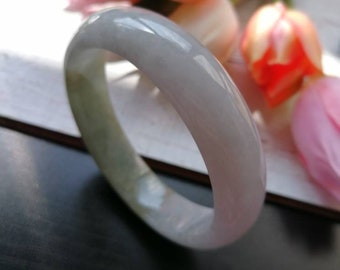 ジェダイト 翡翠 バングル - 54 mm ラウンド ビビッド グリーン トリ