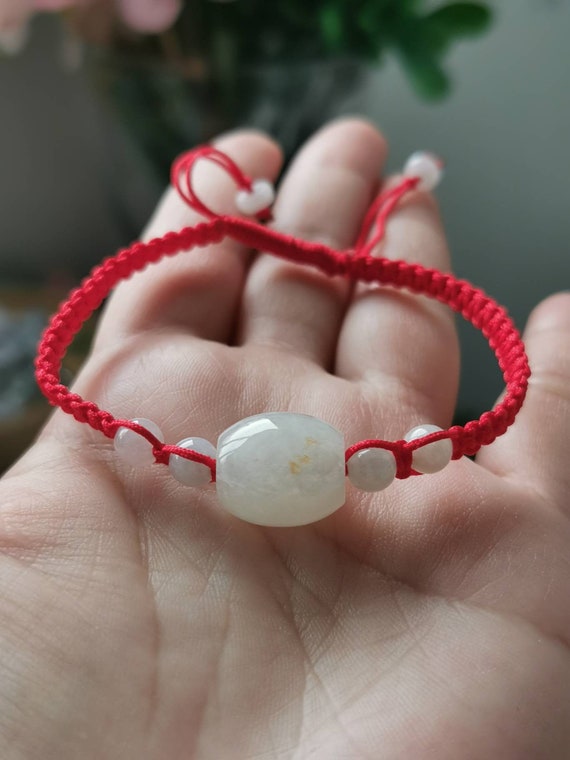 Icy White With Red Dots Type A Grade A Natural Jadeite Jade Fei