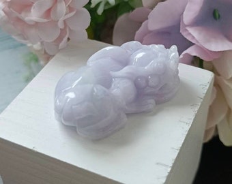 ラベンダータイプAグレードA天然翡翠ジェイドフェイクイ3Dピシュウ