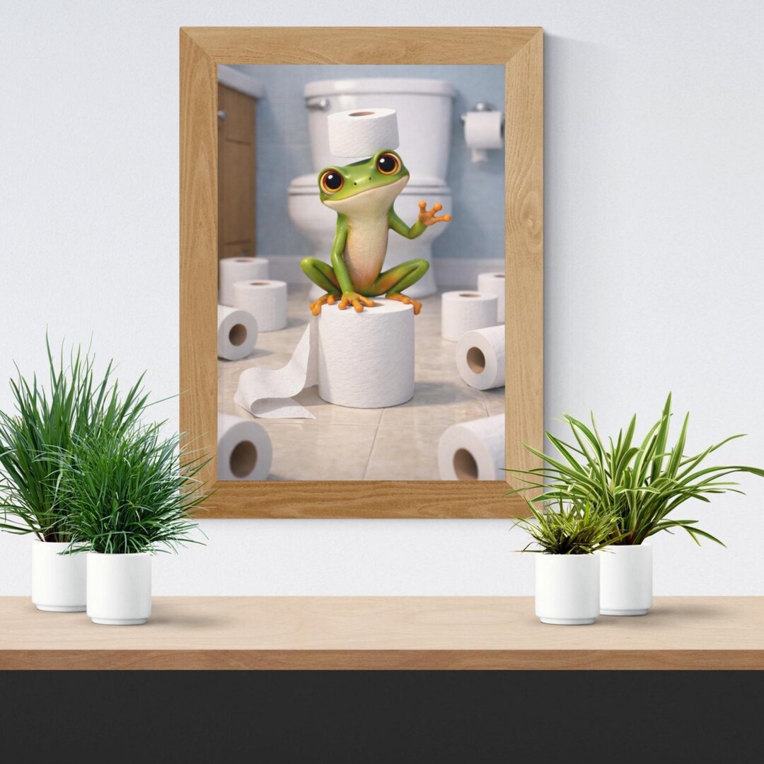 Tree Frog Bathroom Wall Art Printable | Funny Toilet Paper Art ...