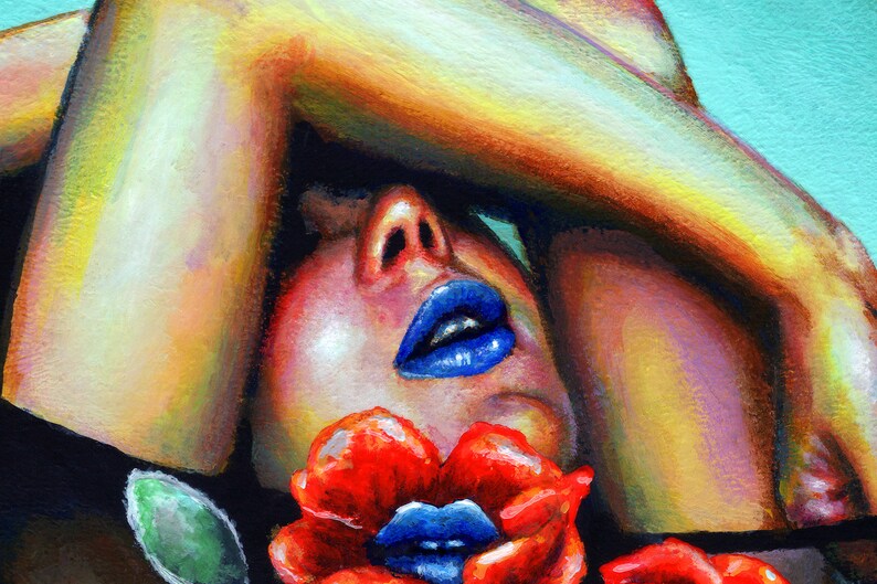 Erotic female portrait surrealism canvas print