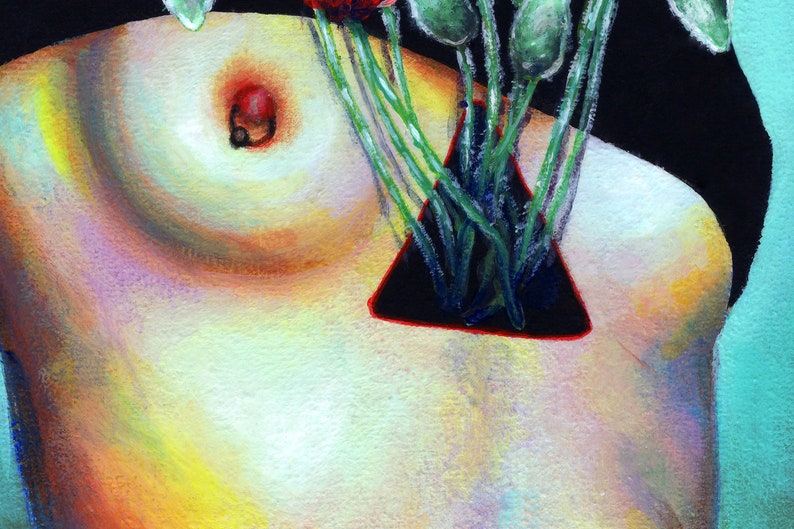 Erotic female portrait surrealism canvas print