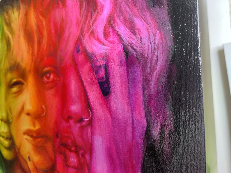 Colorful Psychedelic Painting Portrait Of A Girl With Many Faces Prints Giclee Timeglobaltech Com