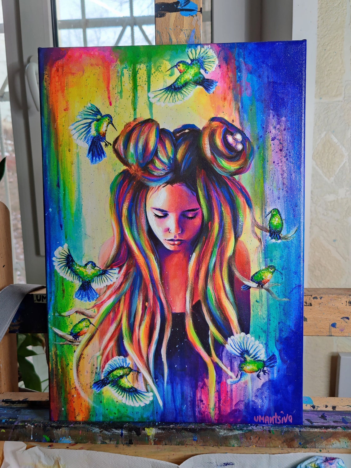 Psychedelic canvas print hippie wall art glowing painting Etsy