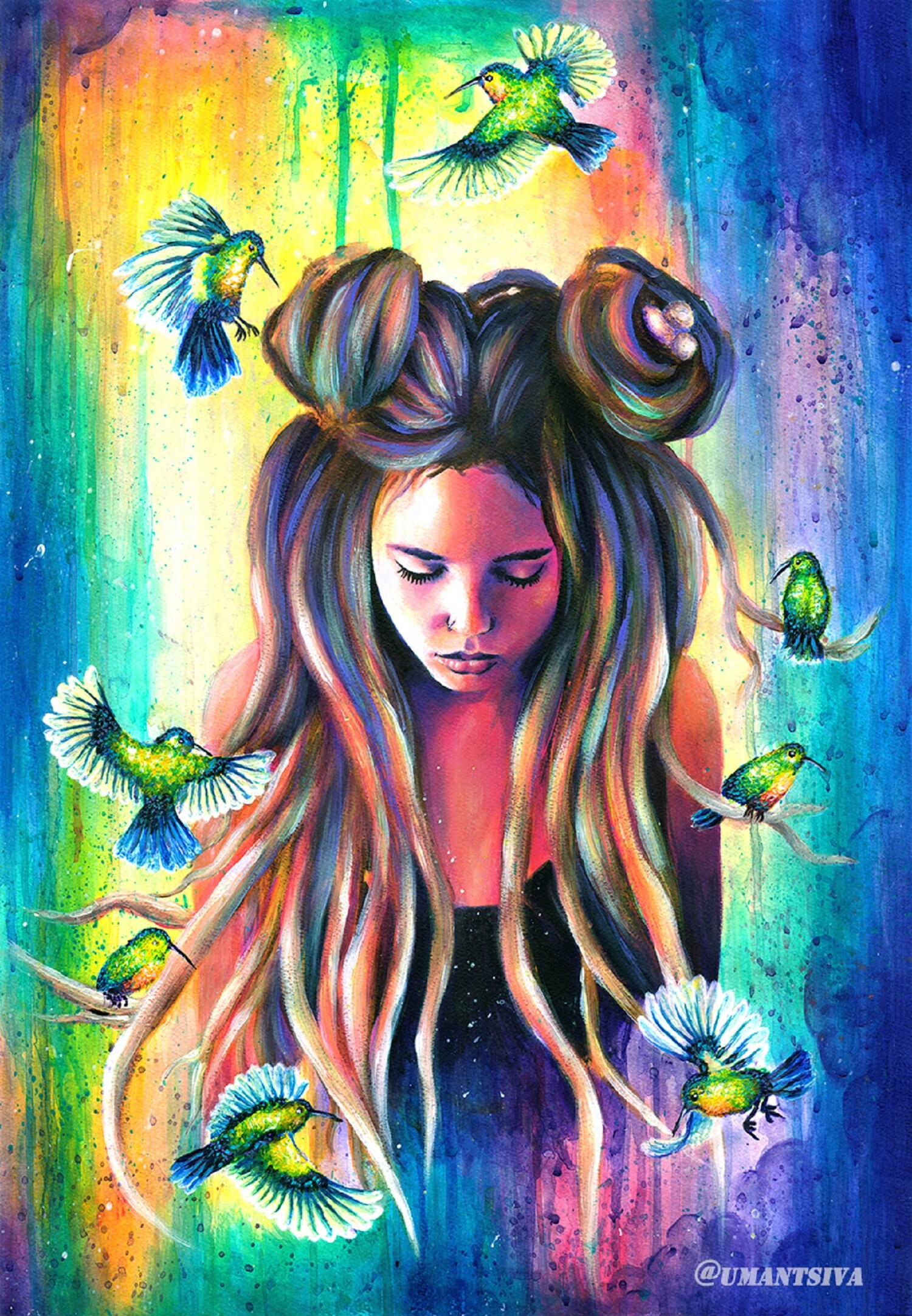 Psychedelic canvas print hippie wall art glowing painting Etsy