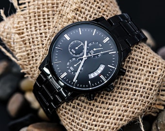 Personalisierte Schwarze Chronographenuhr