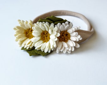 Daisy Felt Flower Crown | Vintage lace and Mustard Felt
