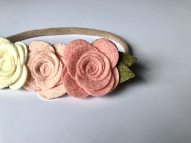 Felt Flower Crown Pink /& Cream Choose Size
