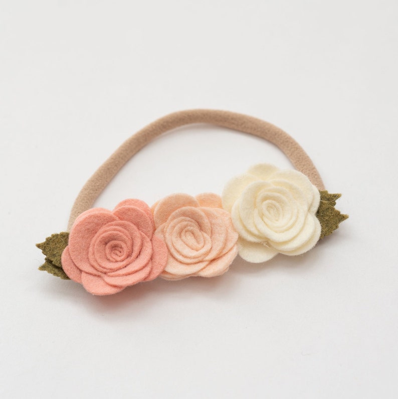 Felt Flower Crown Pink /& Cream Choose Size