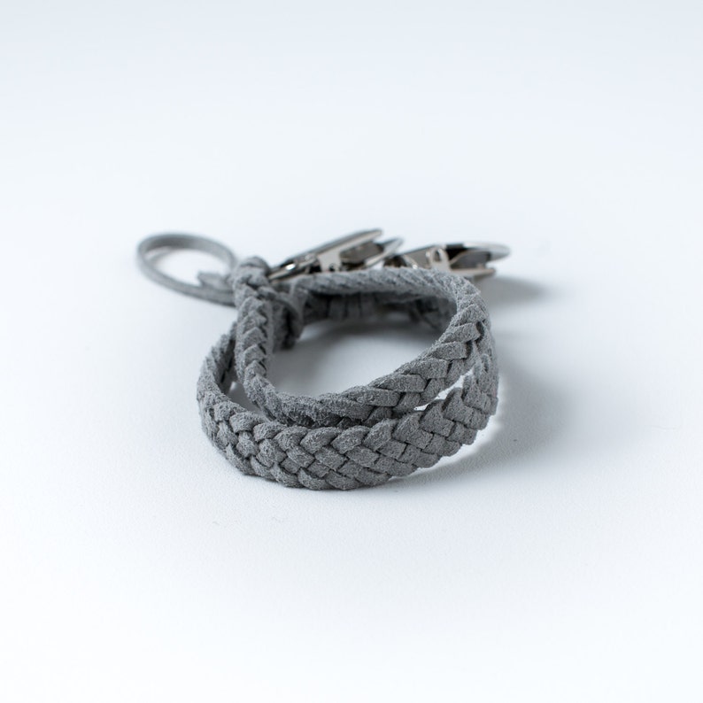 Braided Suede Leather Pacifier Clip Grey Etsy