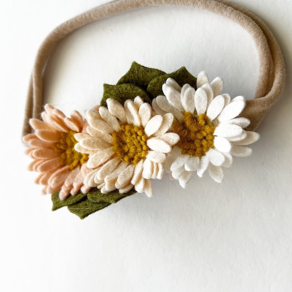 Daisy Felt Flower Crown | Peach Dream