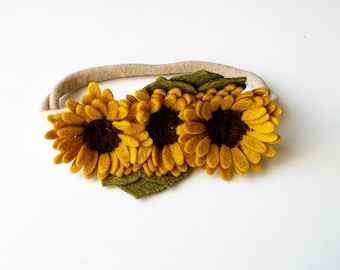 Daisy Felt Flower Crown  | Mustard & Brown