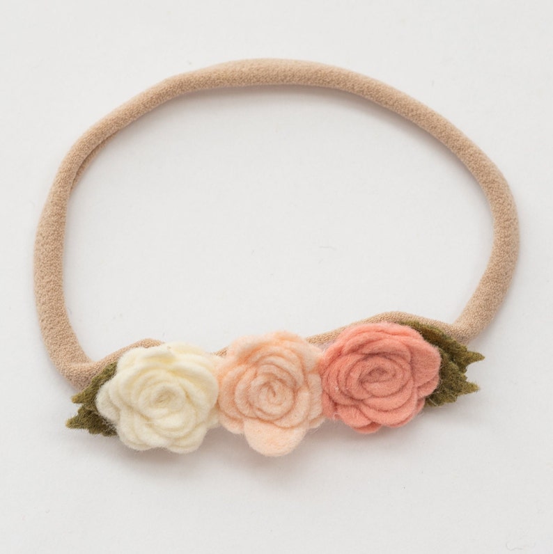 Felt Flower Crown Pink /& Cream Choose Size