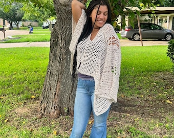 Julia Poncho Crochet Pattern | Lightweight Boho Summer Cover Up (Digital Download)