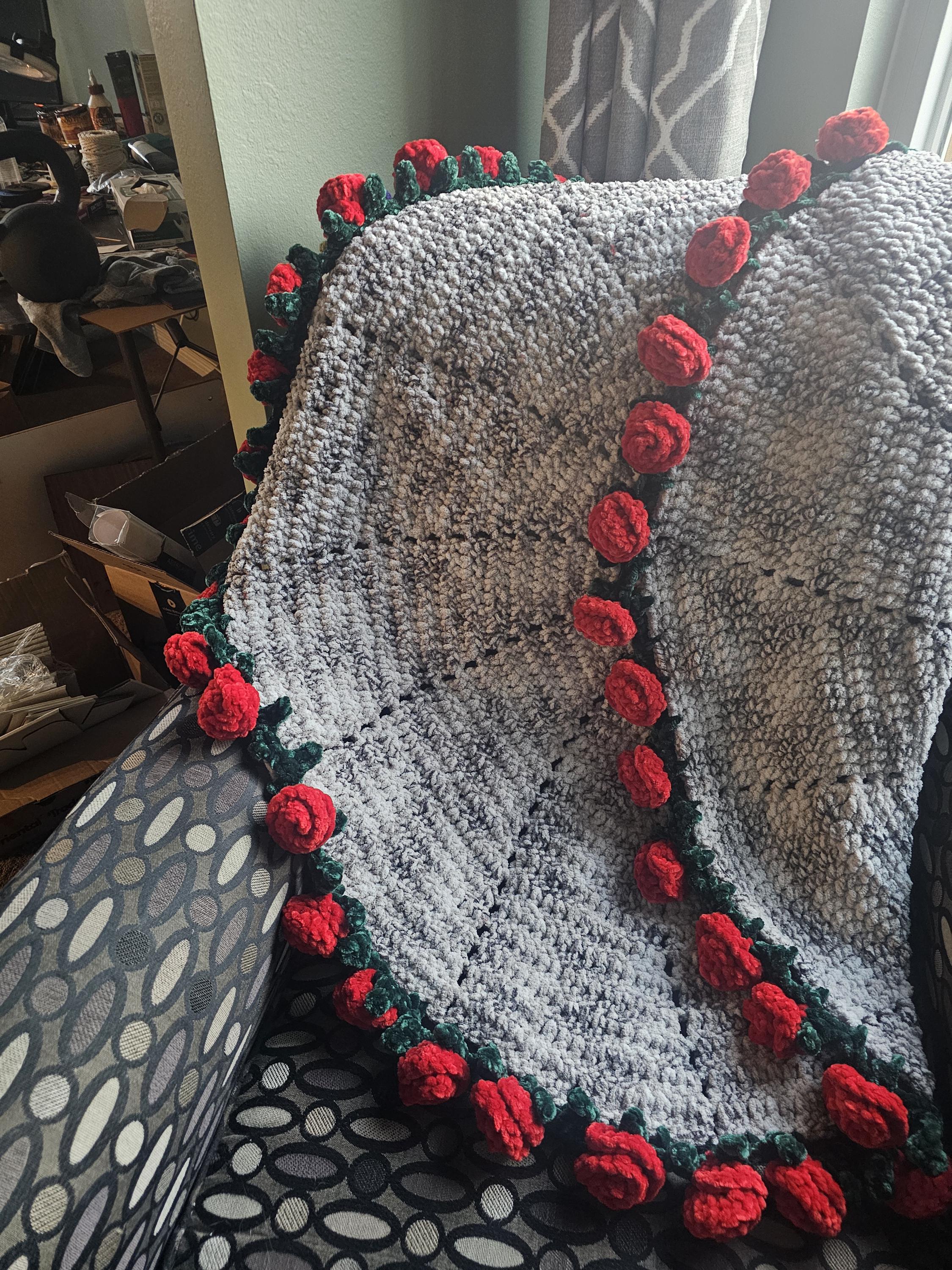 Rose Bouquet Crochet Blanket Pattern – Textured Floral Throw (PDF ...