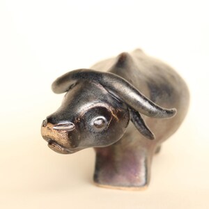 Ceramic Silver Buffalo. Art Ceramic. Handmade Ceramic Figure. Clay Buffalo. Bull. Animal Figure. Unique. Handbuilt Sculpture. Ceramic Animal